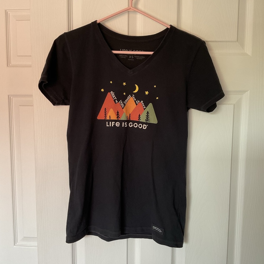Life is Good Navy V-Neck Crusher Tee